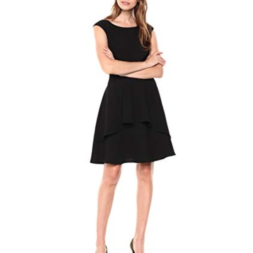 Eliza J. Stretch Ruffle Crepe Sheath Minidress